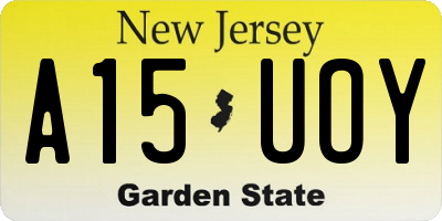 NJ license plate A15UOY
