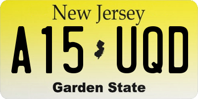 NJ license plate A15UQD