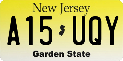 NJ license plate A15UQY