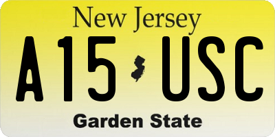 NJ license plate A15USC