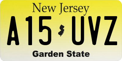 NJ license plate A15UVZ