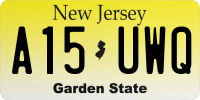 NJ license plate A15UWQ