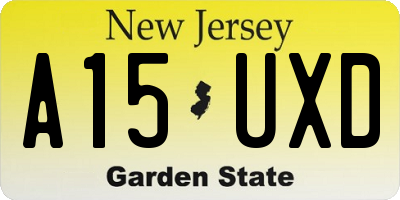 NJ license plate A15UXD