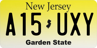 NJ license plate A15UXY