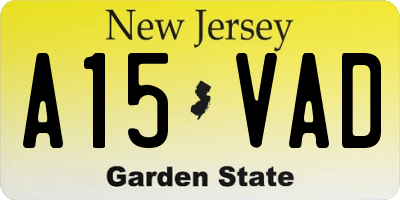 NJ license plate A15VAD