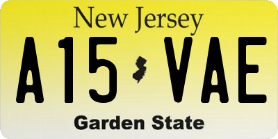 NJ license plate A15VAE