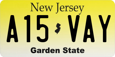 NJ license plate A15VAY