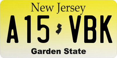 NJ license plate A15VBK