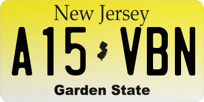 NJ license plate A15VBN