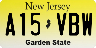 NJ license plate A15VBW