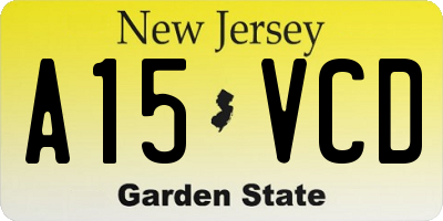 NJ license plate A15VCD