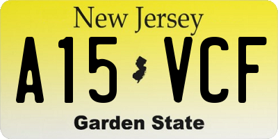 NJ license plate A15VCF