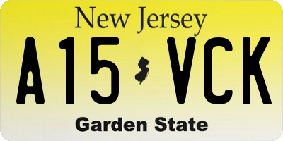 NJ license plate A15VCK