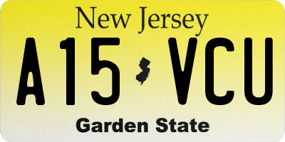 NJ license plate A15VCU