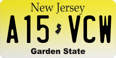 NJ license plate A15VCW