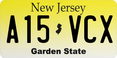 NJ license plate A15VCX