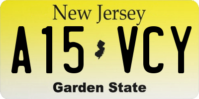NJ license plate A15VCY