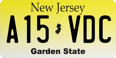 NJ license plate A15VDC