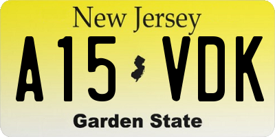 NJ license plate A15VDK
