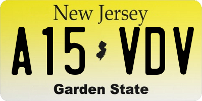 NJ license plate A15VDV