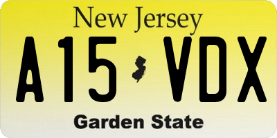 NJ license plate A15VDX