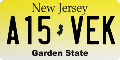 NJ license plate A15VEK