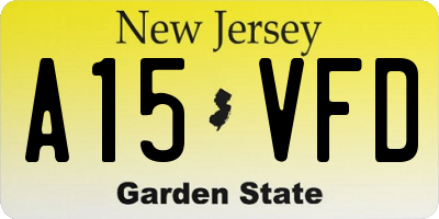 NJ license plate A15VFD