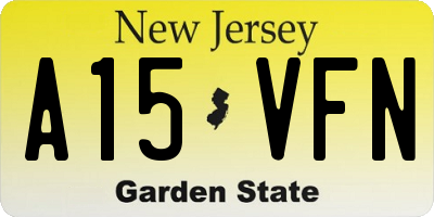 NJ license plate A15VFN