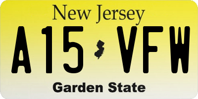 NJ license plate A15VFW