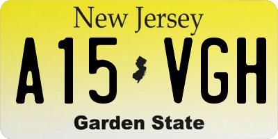 NJ license plate A15VGH