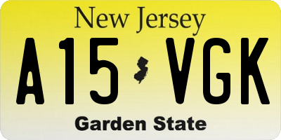 NJ license plate A15VGK