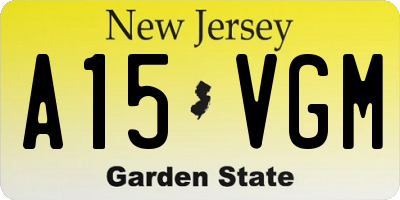 NJ license plate A15VGM
