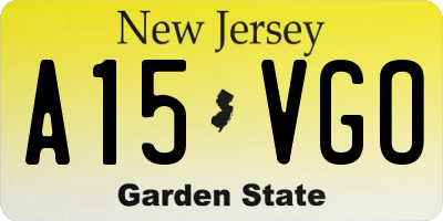 NJ license plate A15VGO