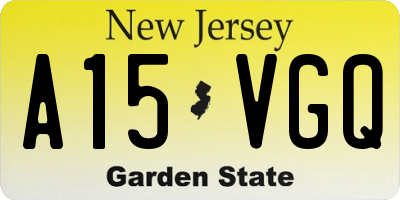 NJ license plate A15VGQ