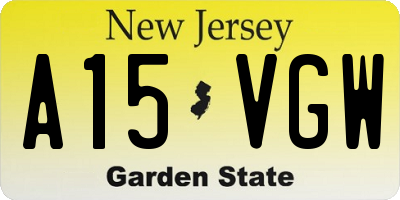 NJ license plate A15VGW