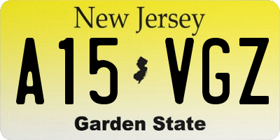 NJ license plate A15VGZ