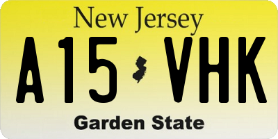 NJ license plate A15VHK