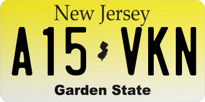 NJ license plate A15VKN