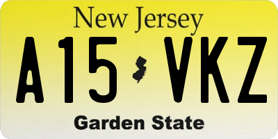 NJ license plate A15VKZ