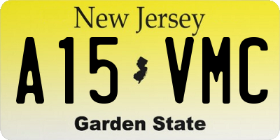 NJ license plate A15VMC