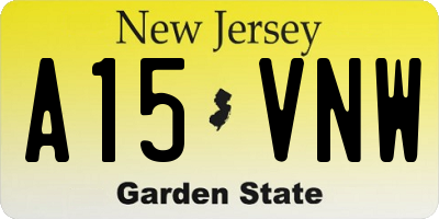 NJ license plate A15VNW