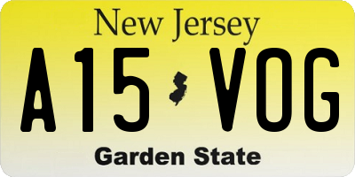 NJ license plate A15VOG
