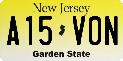 NJ license plate A15VON