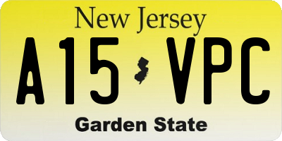 NJ license plate A15VPC