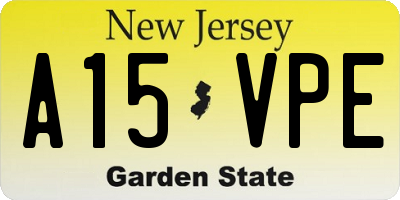 NJ license plate A15VPE