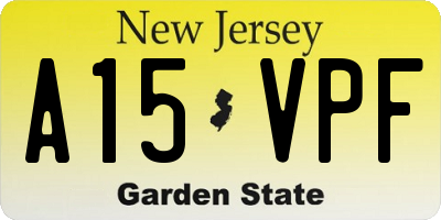 NJ license plate A15VPF