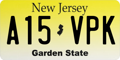 NJ license plate A15VPK