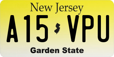 NJ license plate A15VPU