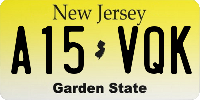 NJ license plate A15VQK