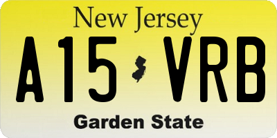 NJ license plate A15VRB